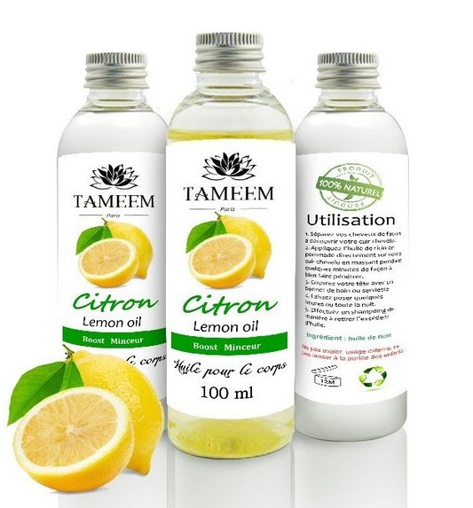 Huile de citron - 100% naturelle - 100 mL - Tameem