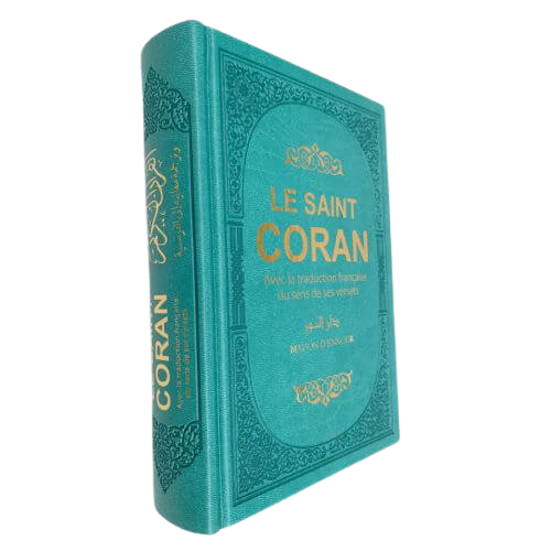 Le Saint Coran • VERT CANARD • arabe & français • pages arc-en-ciel • format 14,50 x 20,70 cm